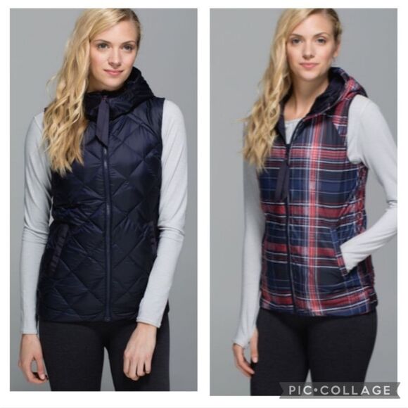 Lululemon The Fluffiest Down Reversible Plaid Vest Size 8 Outerwear Outdoor - Picture 1 of 12